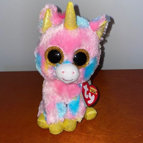NWT Ty Beanie Boos “Fantasia” plush pastel multi colored unicorn stuffed animal - Picture 1 of 6